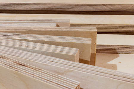 Plywood for industry and construction. Plywood parts. Plywood cuttings for use as texture or...
