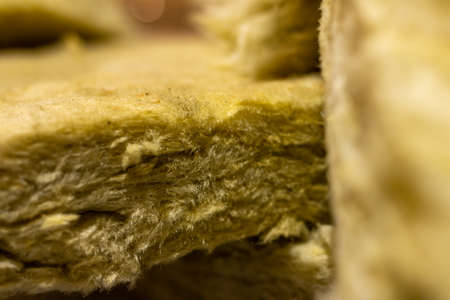 Thermal insulation material, rock wool. Thermal roof insulation layer.の写真素材