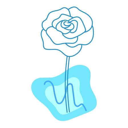 Trendy creative hand drawn rose flower and geometric art. Abstract floral graphic design.のイラスト素材
