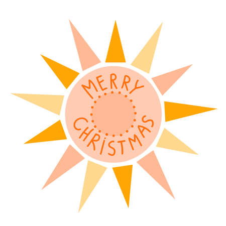 Geometric christmas ornament with lettering in bohemian style isolated on white background. Winter holidays rustic decor. Modern star vector illustration for cards, home decor and print design.のイラスト素材