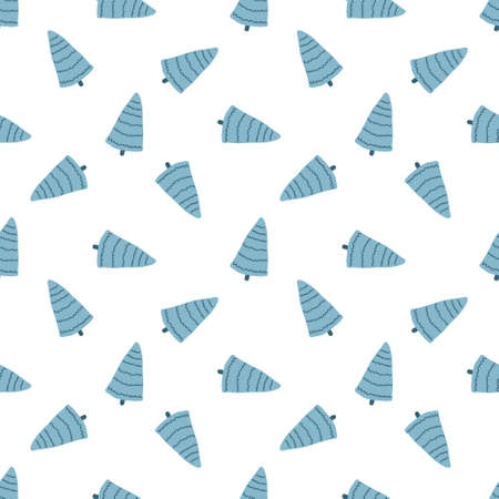 Modern blue Christmas tree seamless pattern. Boho winter vector illustration. Cute alternative trees art.のイラスト素材