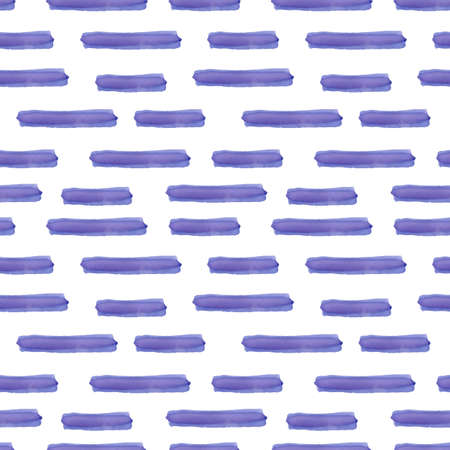 Hand painting abstract lines. Purple watercolor seamless pattern isolated on white background.
