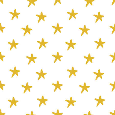 Cute yellow stars seamless pattern. Galaxy vector illustration.のイラスト素材