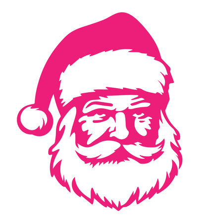 Santa Claus portrait silhouette illustration. Christmas outline art.のイラスト素材