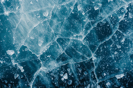 Abstract background frozen ice in cracks. Close-up of a blue glacier. Generative AIの素材