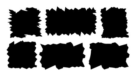 Grunge jagged rectangles black silhouettes. Abstract torn rectangles. Geometric vector illustration.のイラスト素材
