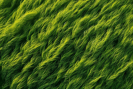 Close-up of a lush green grass field. Abstract nature background. Generative AIの素材