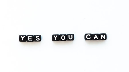 Yes you can motivational quote in black letters on white background. Inspiration concept.の写真素材