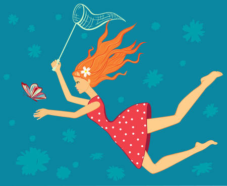 girl and butterflyのイラスト素材