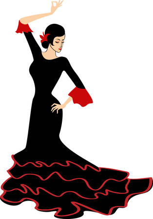 dancing flamenco girl vector illustrationのイラスト素材