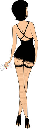 sexy girl in blackのイラスト素材