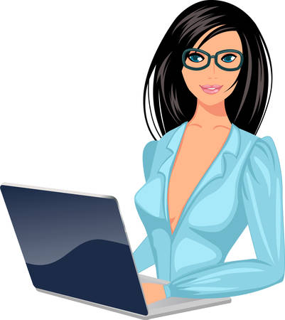 business woman with laptopのイラスト素材