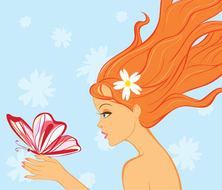 girl with butterfly のイラスト素材