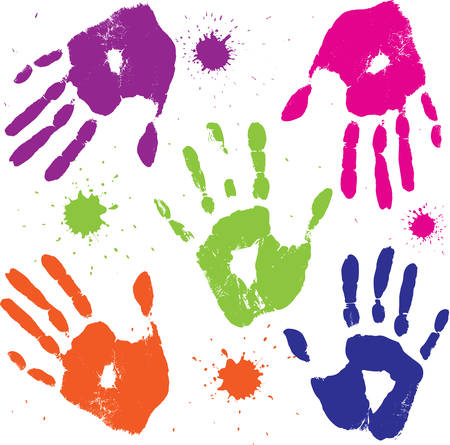 set   human hand printsのイラスト素材