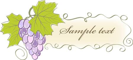 vintage banner with grapes and leaves. Vector illustrationのイラスト素材