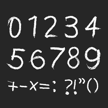 pencil or charcoal chalk alphabet numbers set. Vectorのイラスト素材