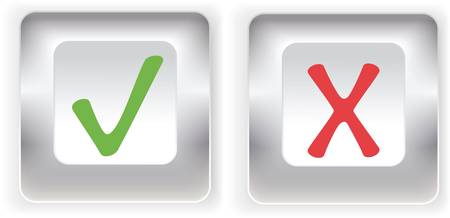 Check marks and silver buttons set . Vector elementsのイラスト素材