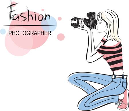 beauty fashion photographer girlのイラスト素材
