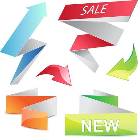 3d arrows and banners set. elements for designのイラスト素材