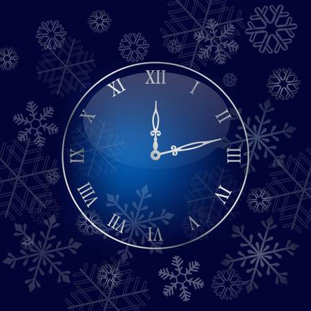 Christmas wall clock background. Colorful vector illustrationのイラスト素材
