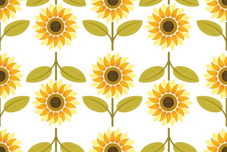 yellow sunflower seamless pattern. Colorful illustrationのイラスト素材