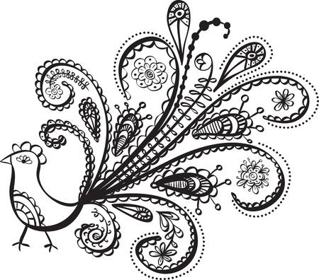 peacock bird line art. Illustrationのイラスト素材