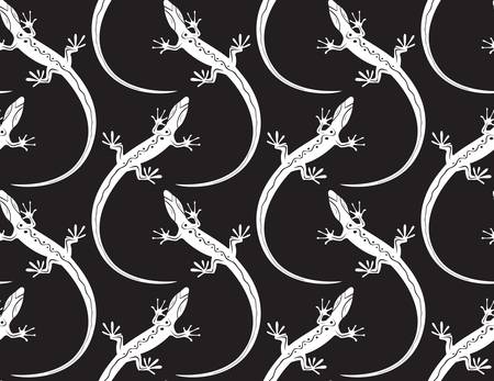 black lizards on a seamless wallpaper pattern. Illustrationのイラスト素材