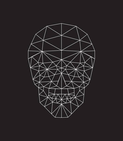 polygonal skull. vector illustration black and white background.のイラスト素材