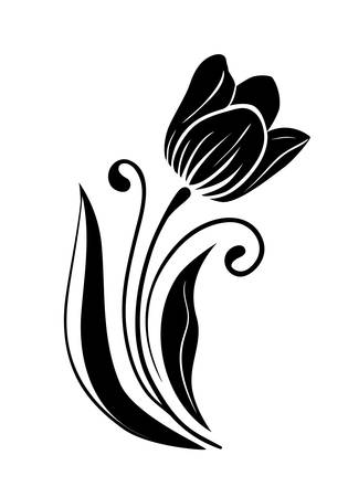 Floral tulip. Vector line styleのイラスト素材
