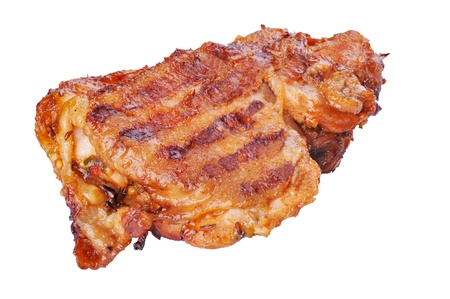 Roasted chicken drumstick isolated on white backgroundの写真素材
