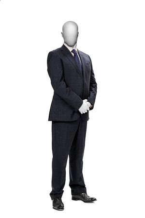 Luxury black male suit with gridded texture isolate on white backgroundの写真素材