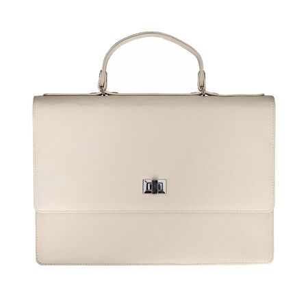 White luxury female handbag isolated on white backgroundの写真素材