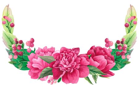 Watercolor peony bouquetの写真素材