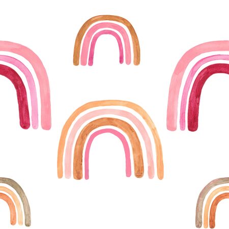 Watercolor pink rainbows seamless patternの写真素材