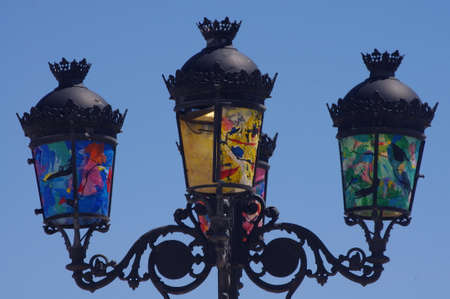 Altea art deco streets lamps. Costa Blanca. Mediterranean sea. Spain.の写真素材