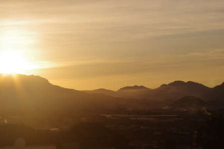 Colourfoul sunset in the Sierra Bernia , Altea, Spain. From a roof viewの写真素材