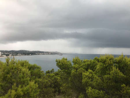 Rain clouds in Altea and Calpe. View from Sierra Gelada. Alicante. Spainの写真素材