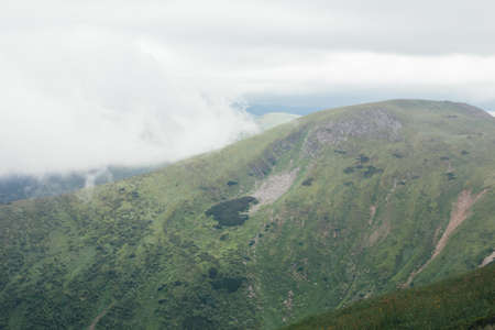 Landscape before rain in Carpathian mountains, Ukraineの写真素材