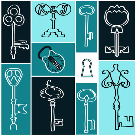Collection antique keys.のイラスト素材