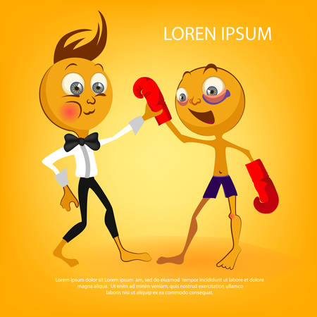 Vector smiley. A cute little creature. Expresses emotions. Boxing.のイラスト素材