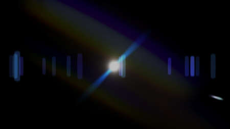 Real Lens Flare Shot in Studio over Black Background. Easy to add as Overlay or Screen Filter Photosの写真素材
