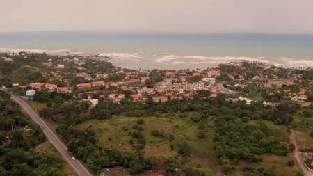 The shore of the sea from a birds eye viewの写真素材