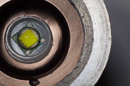 LED close-up in an iron frameの写真素材