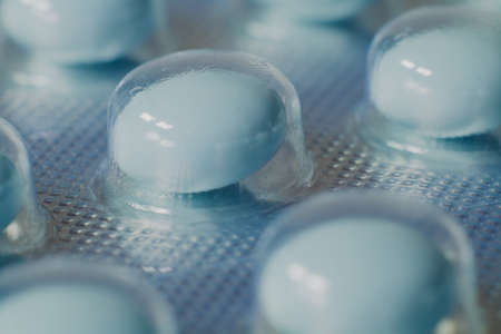 Close-up drugs in blisters, macro photography