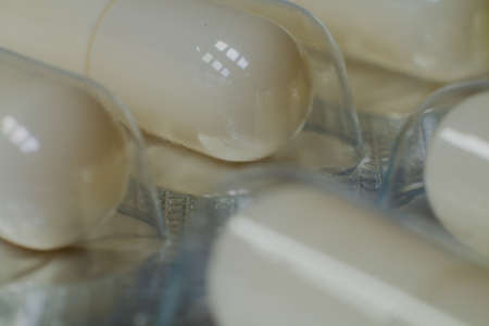 Close-up drugs in blisters, macro photography