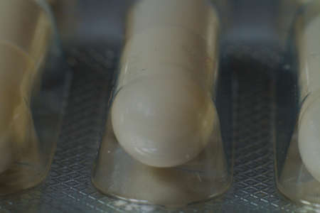 Close-up drugs in blisters, macro photography