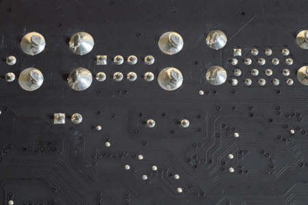 Computer motherboard with a view of parts and componentsの写真素材