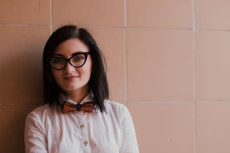 Modern business, female businessman is working in an underground passage over a new idea