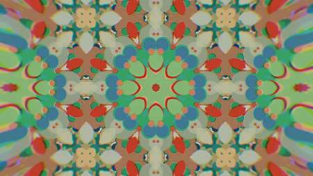 Abstract Colorful Painted Kaleidoscopic Graphic Background. Futuristic Psychedelic Hypnotic Backdrop Pattern With Textureの写真素材