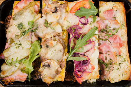 Snack to beer in the form of sandwiches with meat.の写真素材